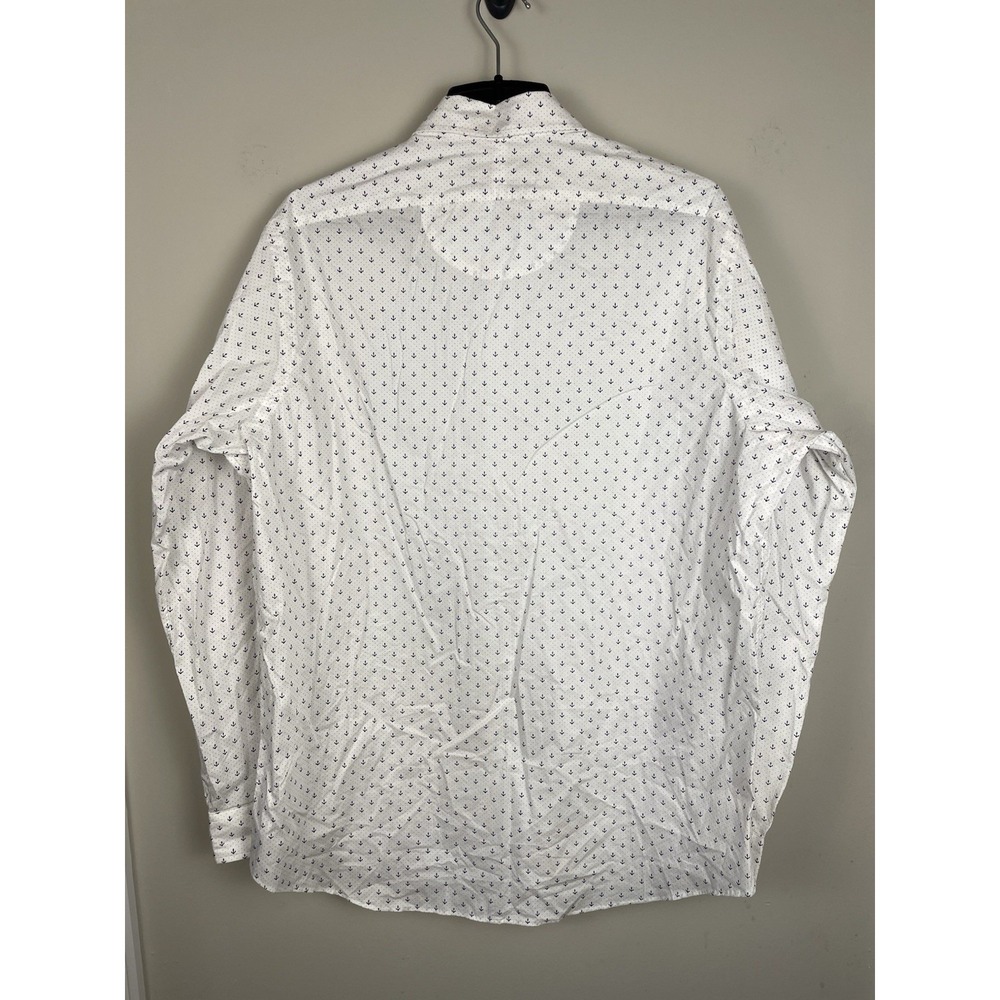 Polo Ralph Lauren‎ Button Down Shirt XL White Blue Anchor Print Classic Stretch - Picture 3 of 7